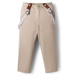 Babyhug Cotton Woven Full Sleeves Poplin Solid Party Shirt & Stretchable Trouser With Bow & Suspender - Purple & Cream