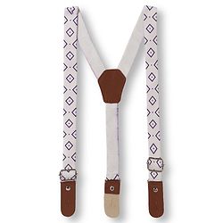 Babyhug Cotton Woven Full Sleeves Poplin Solid Party Shirt & Stretchable Trouser With Bow & Suspender - Purple & Cream