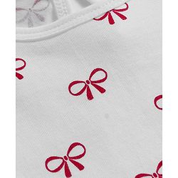 Babyhug 100% Cotton Knit Full Sleeves T-Shirts With Bow Print - White