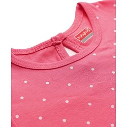 Babyhug 100% Cotton Knit Full Sleeves T-Shirt with Polka Dot Print - Pink