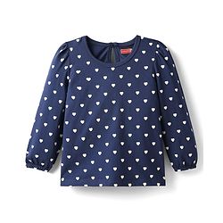 Babyhug 100% Cotton Knit Full Sleeves T-Shirt with Heart Print - Navy Blue