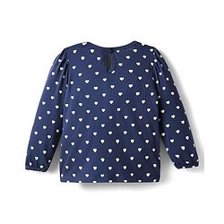 Babyhug 100% Cotton Knit Full Sleeves T-Shirt with Heart Print - Navy Blue