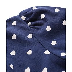 Babyhug 100% Cotton Knit Full Sleeves T-Shirt with Heart Print - Navy Blue