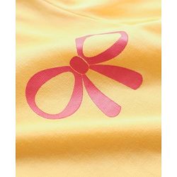 Babyhug 100% Cotton Knit Full Sleeves T-Shirt with Bow Print - Yellow