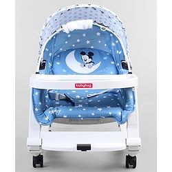 Babyhug Disney Mickey Mouse Rocking chair- Light Blue| Multi-Functional Rocker, Dining Chair, Walker, Cart & Seat| Reclining Seat| Infants & Toddlers of 0 to 3 Yrs| Wheels with Lock| Safety Harness