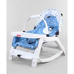Babyhug Disney Mickey Mouse Rocking chair- Light Blue| Multi-Functional Rocker, Dining Chair, Walker, Cart & Seat| Reclining Seat| Infants & Toddlers of 0 to 3 Yrs| Wheels with Lock| Safety Harness