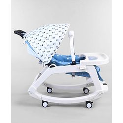 Babyhug Disney Mickey Mouse Rocking chair- Light Blue| Multi-Functional Rocker, Dining Chair, Walker, Cart & Seat| Reclining Seat| Infants & Toddlers of 0 to 3 Yrs| Wheels with Lock| Safety Harness