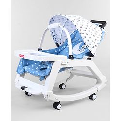 Babyhug Disney Mickey Mouse Rocking chair- Light Blue| Multi-Functional Rocker, Dining Chair, Walker, Cart & Seat| Reclining Seat| Infants & Toddlers of 0 to 3 Yrs| Wheels with Lock| Safety Harness