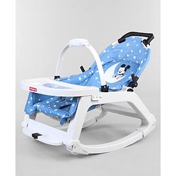 Babyhug Disney Mickey Mouse Rocking chair- Light Blue| Multi-Functional Rocker, Dining Chair, Walker, Cart & Seat| Reclining Seat| Infants & Toddlers of 0 to 3 Yrs| Wheels with Lock| Safety Harness