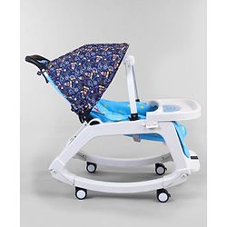 Babyhug Disney Mickey Mouse Rocking chair- Light Blue| Multi-Functional Rocker, Dining Chair, Walker, Cart & Seat| Reclining Seat| Infants & Toddlers of 0 to 3 Yrs| Wheels with Lock| Safety Harness