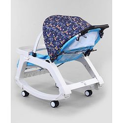 Babyhug Disney Mickey Mouse Rocking chair- Light Blue| Multi-Functional Rocker, Dining Chair, Walker, Cart & Seat| Reclining Seat| Infants & Toddlers of 0 to 3 Yrs| Wheels with Lock| Safety Harness