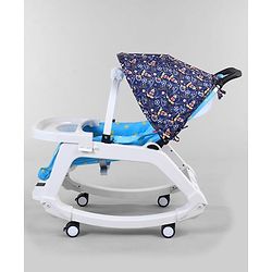 Babyhug Disney Mickey Mouse Rocking chair- Light Blue| Multi-Functional Rocker, Dining Chair, Walker, Cart & Seat| Reclining Seat| Infants & Toddlers of 0 to 3 Yrs| Wheels with Lock| Safety Harness