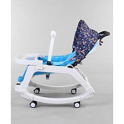 Babyhug Disney Mickey Mouse Rocking chair- Light Blue| Multi-Functional Rocker, Dining Chair, Walker, Cart & Seat| Reclining Seat| Infants & Toddlers of 0 to 3 Yrs| Wheels with Lock| Safety Harness