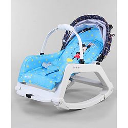 Babyhug Disney Mickey Mouse Rocking chair- Light Blue| Multi-Functional Rocker, Dining Chair, Walker, Cart & Seat| Reclining Seat| Infants & Toddlers of 0 to 3 Yrs| Wheels with Lock| Safety Harness