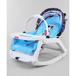 Babyhug Disney Mickey Mouse Rocking chair- Light Blue| Multi-Functional Rocker, Dining Chair, Walker, Cart & Seat| Reclining Seat| Infants & Toddlers of 0 to 3 Yrs| Wheels with Lock| Safety Harness