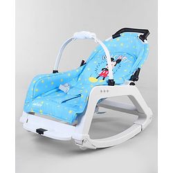 Babyhug Disney Mickey Mouse Rocking chair- Light Blue| Multi-Functional Rocker, Dining Chair, Walker, Cart & Seat| Reclining Seat| Infants & Toddlers of 0 to 3 Yrs| Wheels with Lock| Safety Harness