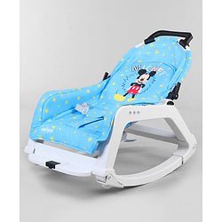 Babyhug Disney Mickey Mouse Rocking chair- Light Blue| Multi-Functional Rocker, Dining Chair, Walker, Cart & Seat| Reclining Seat| Infants & Toddlers of 0 to 3 Yrs| Wheels with Lock| Safety Harness