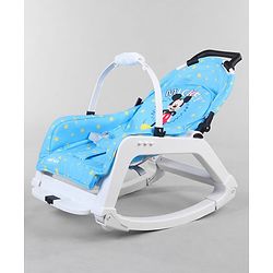 Babyhug Disney Mickey Mouse Rocking chair- Light Blue| Multi-Functional Rocker, Dining Chair, Walker, Cart & Seat| Reclining Seat| Infants & Toddlers of 0 to 3 Yrs| Wheels with Lock| Safety Harness