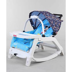 Babyhug Disney Mickey Mouse Rocking chair- Light Blue| Multi-Functional Rocker, Dining Chair, Walker, Cart & Seat| Reclining Seat| Infants & Toddlers of 0 to 3 Yrs| Wheels with Lock| Safety Harness
