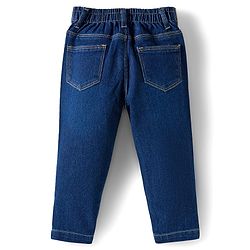 Babyhug Looper Knit Full Sleeves Rib at Neck Top & Jeans Set with Floral Print - Pink & Blue