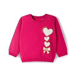 Babyhug Looper Knit Full Sleeves Rib at Neck Top & Jeans Set with Heart Print - Red & Blue