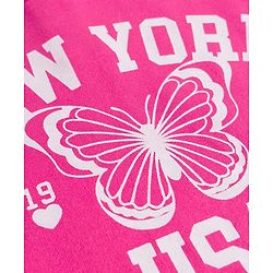 Babyhug Looper Knit Full Sleeves Knit Top and Skort Set With New York Text Print - Pink