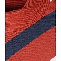 Babyhug Cotton Knit Full Sleeves Turtle Neck Winter T-Shirt with Stripes - Red