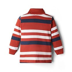 Babyhug Cotton Knit Full Sleeves Turtle Neck Winter T-Shirt with Stripes - Red
