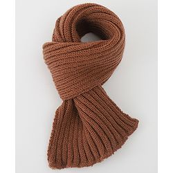 Babyhug Woolen Cap & Muffler Set With Smiley Motif Brown - 11.5 cm Diameter