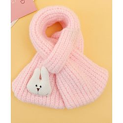 Babyhug Woolen Cap & Muffler Set With Animal Applique Pink - 13 cm Diameter