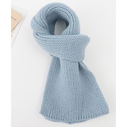Babyhug Woolen Cap & Muffler Set With Smile Embroidery Blue - 11.5 cm Diameter