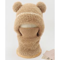 Babyhug Monkey Cap With Ear Applique Khaki - 12 cm Diameter