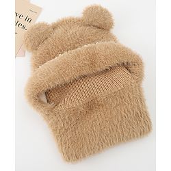 Babyhug Monkey Cap With Ear Applique Khaki - 12 cm Diameter