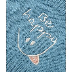 Babyhug Knitted Woollen Cap & Muffler With Text Embroidery Light Blue - Diameter 12.5 cm