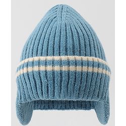 Babyhug Knitted Woollen Cap & Muffler With Text Embroidery Light Blue - Diameter 12.5 cm