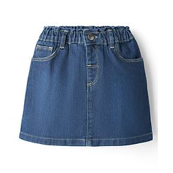 Babyhug Single Jersey Knit Half Sleeves Solid Top & Denim Skirt Set - Pink & Blue