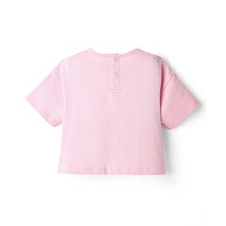 Babyhug Single Jersey Knit Half Sleeves Solid Top & Denim Skirt Set - Pink & Blue