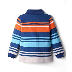 Babyhug Cotton Elastane Knit Full Sleeves Turtle Neck Winter Striped T-Shirt - Multicolor