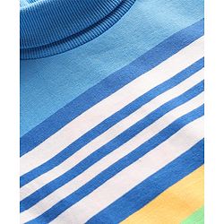 Babyhug Cotton Elastane Knit Full Sleeves Turtle Neck Winter Striped T-Shirt - Multicolor
