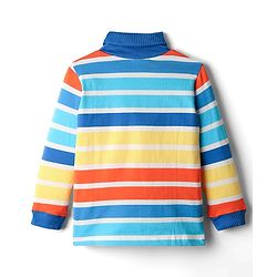 Babyhug Cotton Elastane Knit Full Sleeves Turtle Neck Winter Striped T-Shirt - Multicolor