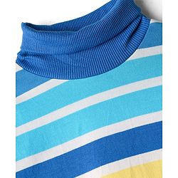 Babyhug Cotton Elastane Knit Full Sleeves Turtle Neck Winter Striped T-Shirt - Multicolor