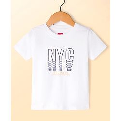 Babyhug Knit Full Sleeves Striped Blazer With NYC Printed T-Shirt - Blue