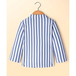 Babyhug Knit Full Sleeves Striped Blazer With NYC Printed T-Shirt - Blue