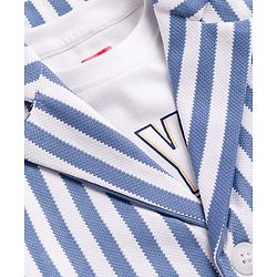 Babyhug Knit Full Sleeves Striped Blazer With NYC Printed T-Shirt - Blue