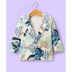 Babyhug Knit Full Sleeves Abstract Printed Blazer with T-Shirt - Multicolor