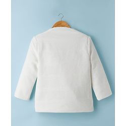 Babyhug Knit Full Sleeves Party Wear Blazer with Graphic Printed T-Shirt - White & Black