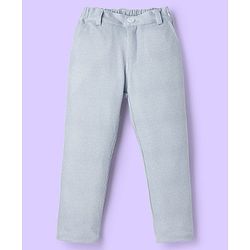 Babyhug Knit Full Sleeves 3 Piece Party Suit With Bow & Textured Print - Grey