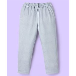 Babyhug Knit Full Sleeves 3 Piece Party Suit With Bow & Textured Print - Grey