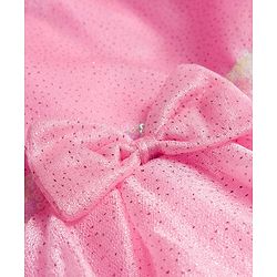 Babyhug Woven Half Sleeves Flare Party Dress with Bow Applique - Pink