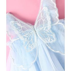 Babyhug Sleeveless Party Frock With Butterfly Wings Corsage & Sequine Detailing - Pink